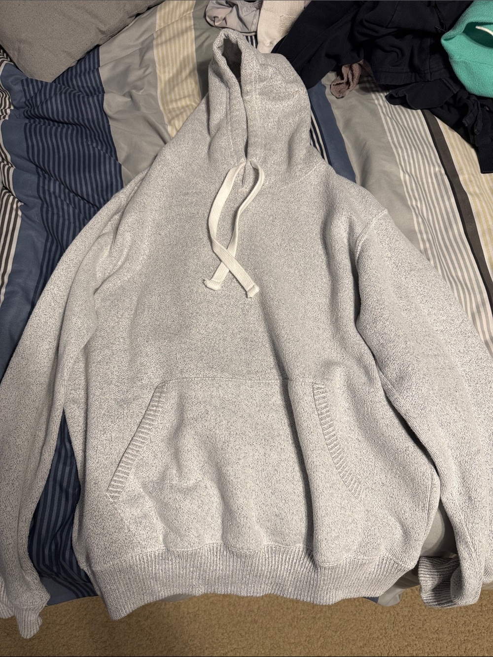 Light Gray Men's Hooded Sweatshirt - Classic Pullover Hoodie